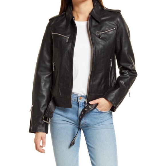 Sam Edelman Jackets \u0026 Coats | Sam Edelman Single Breasted Black Lamb Leather Moto Jacket Medium | Color: Black | Size: M | Pm-95758690's Closet